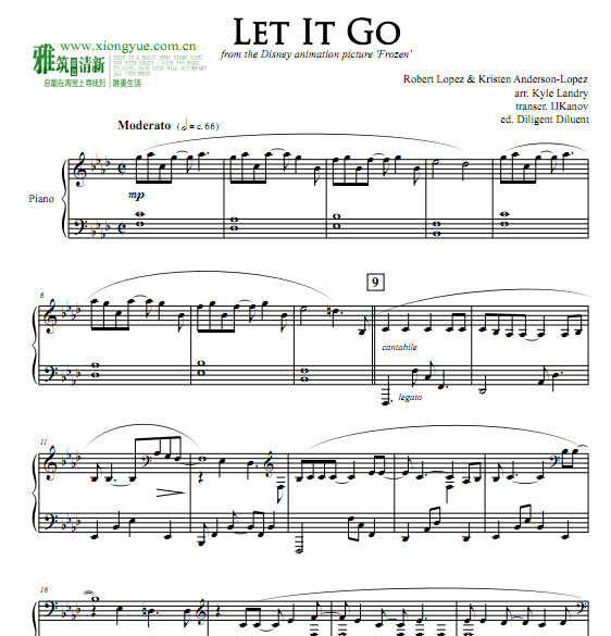 冰雪奇缘 Let it go钢琴独奏谱