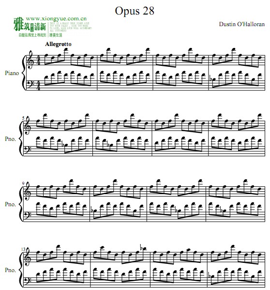 Dustin O'Halloran - Opus 28钢琴谱