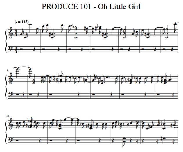 PRODUCE101第二季 Slate - Oh Little Girl钢琴谱