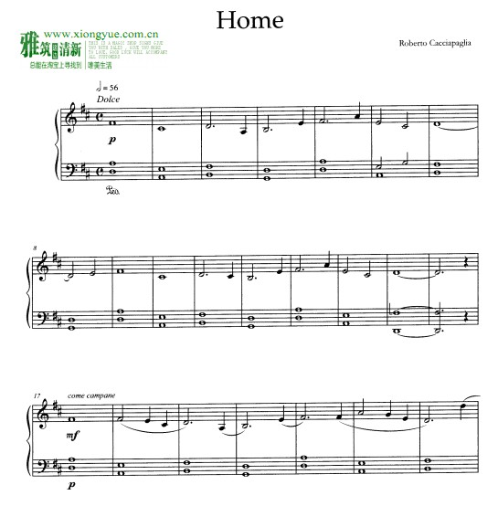 Roberto Cacciapaglia - Home钢琴谱
