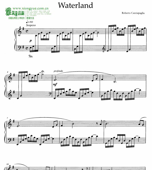 Roberto Cacciapaglia - Waterland钢琴谱