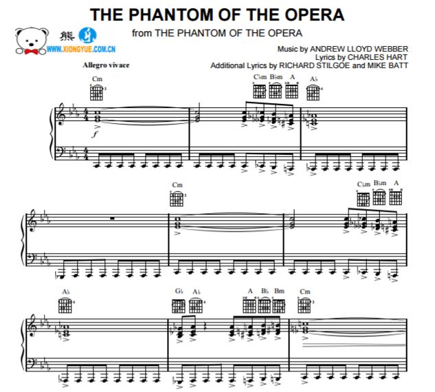 歌剧魅影 The Phantom Of The Opera钢琴谱