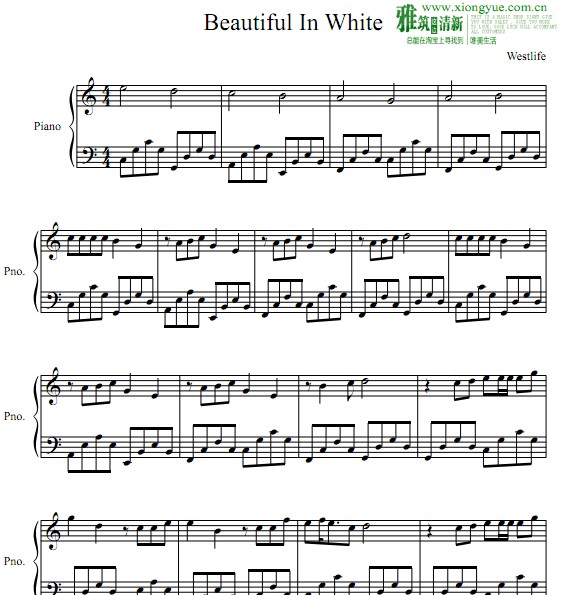 Westlife - Beautiful In White钢琴谱