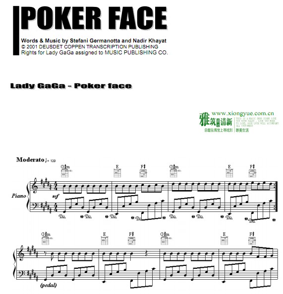 Lady Gaga - poker face钢琴谱