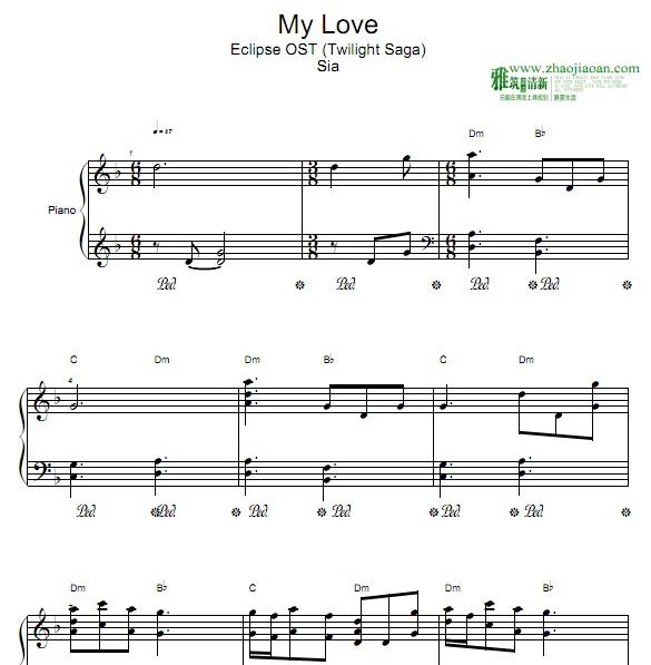 Sia - My Love钢琴谱