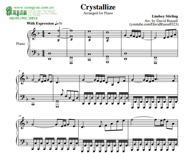 Lindsey Stirling - Crystallize钢琴谱