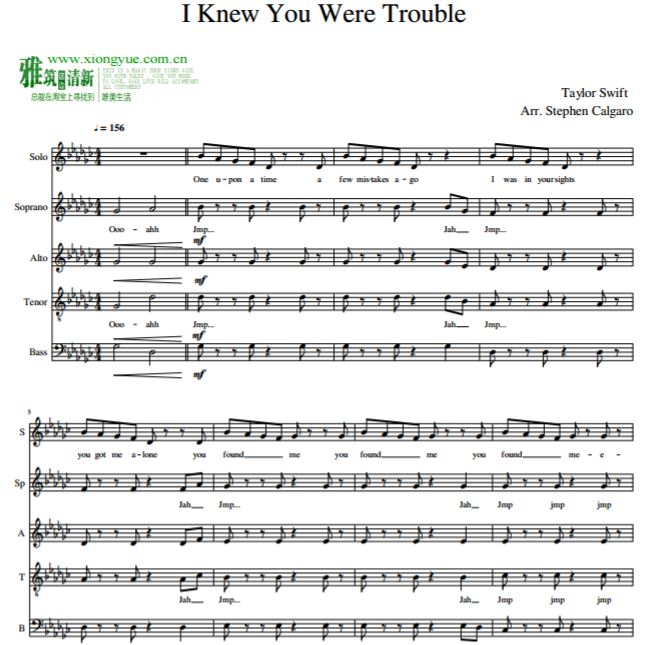 Taylor Swift - I Knew You Were Troubleϳ SSATB