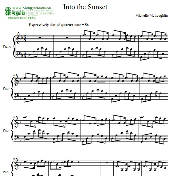 Michele McLaughlin - Into the Sunset钢琴谱