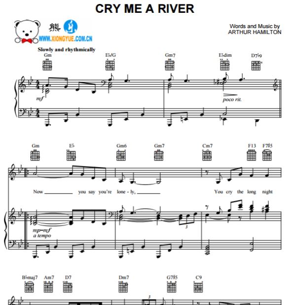 ARTHUR HAMILTON - Cry Me a River钢琴谱