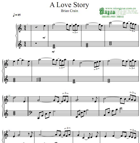 Brian Crain - A Love Story钢琴谱