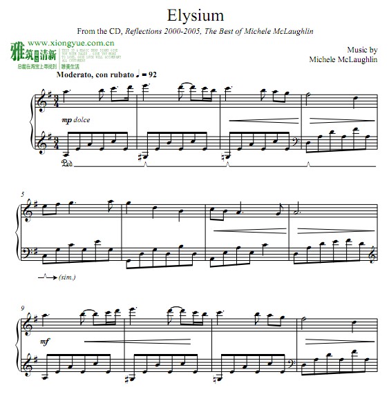 Michele McLaughlin - Elysium钢琴谱