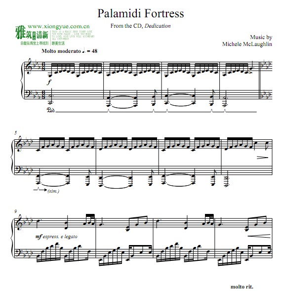 Michele McLaughlin - Palamidi Fortress钢琴谱