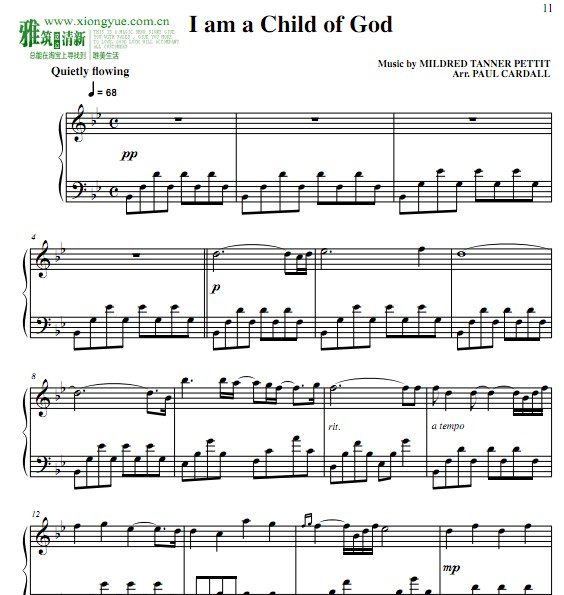 Paul Cardall - I Am a Child of God钢琴谱