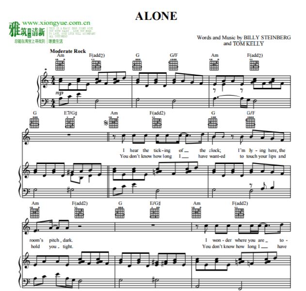 Billy Steinberg & Tom Kelly - Alone钢琴弹唱谱