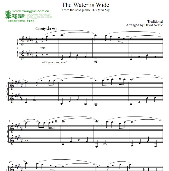 David Nevue The Water Is Wide 钢琴谱