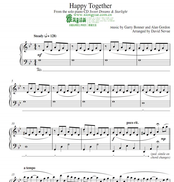 David Nevue - Happy Together钢琴谱