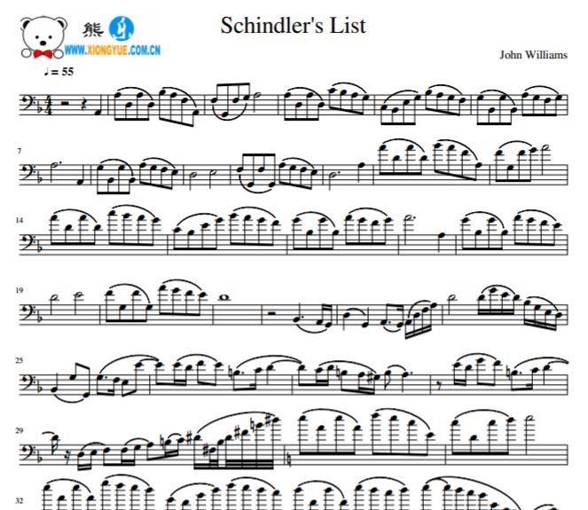 Schindler's List 辛德勒的名单大提琴独奏谱