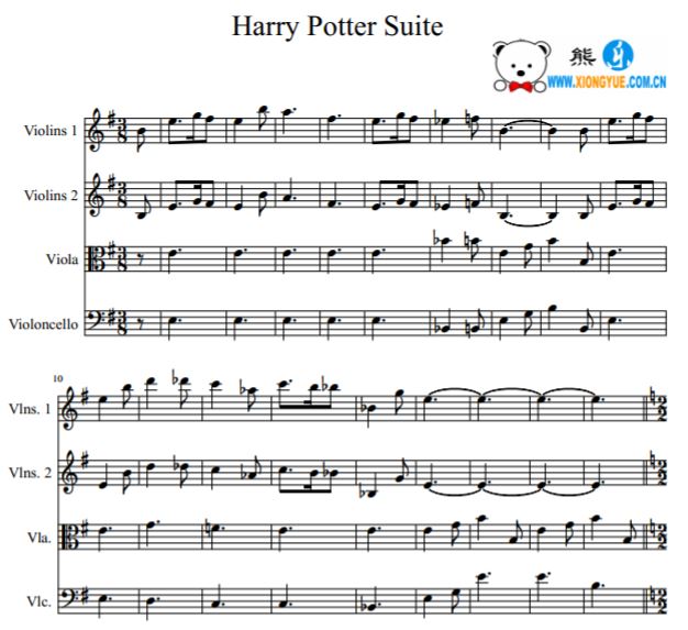 harry potter suite 哈利波特串烧弦乐四重奏谱