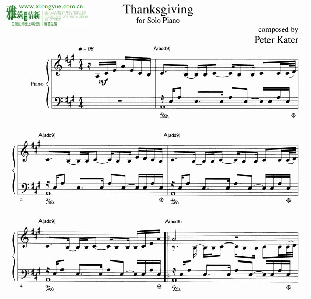 peter kater -Thanksgiving钢琴谱