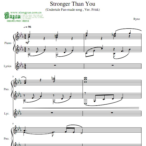 Frisk版Stronger Than You钢琴谱