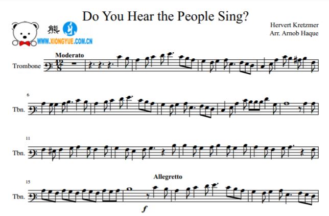 悲惨世界 Do You Hear the People Sing长号谱