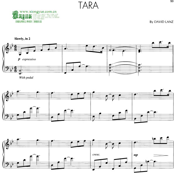 David Lanz - Tara钢琴谱