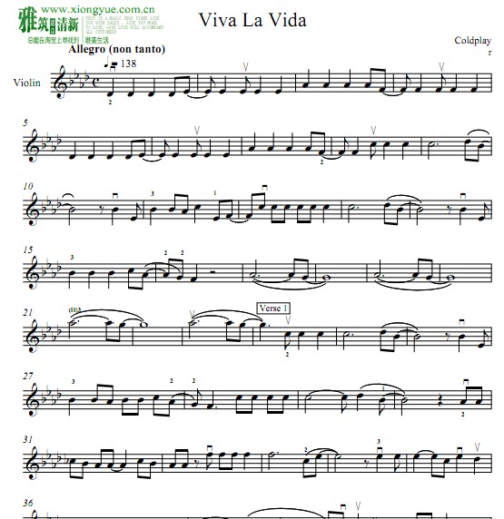 Viva La Vida小提琴谱