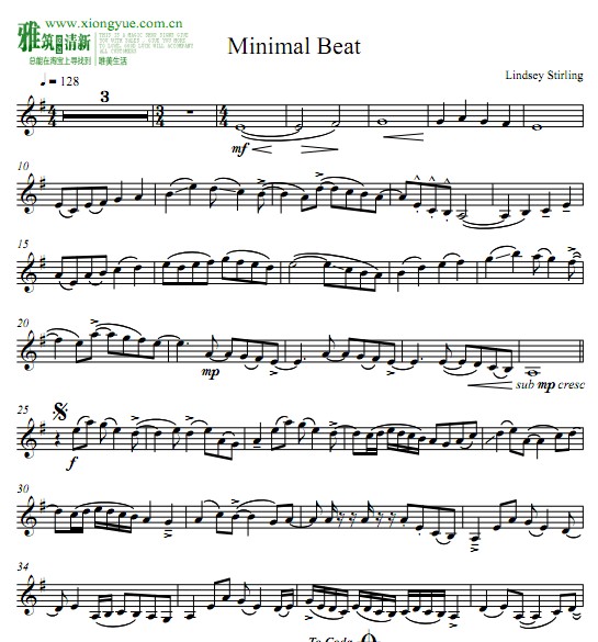 Lindsey Stirling - Minimal Beat小提琴谱