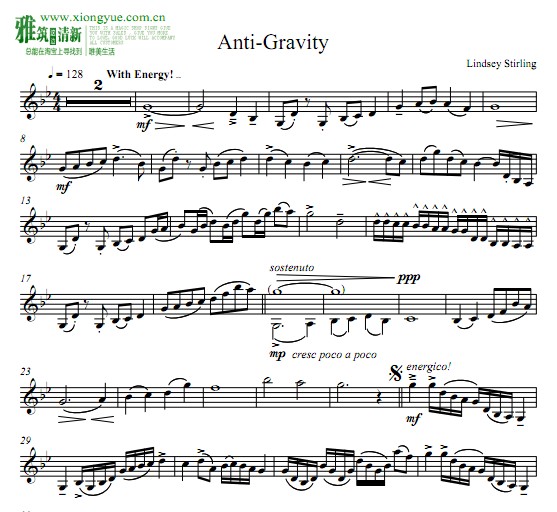 Lindsey Stirling - anti gravity小提琴谱
