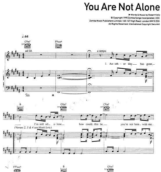 Michael Jackson - You are not alone钢琴伴奏谱