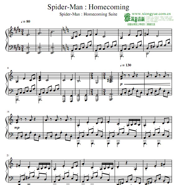 蜘蛛侠 Homecoming钢琴谱