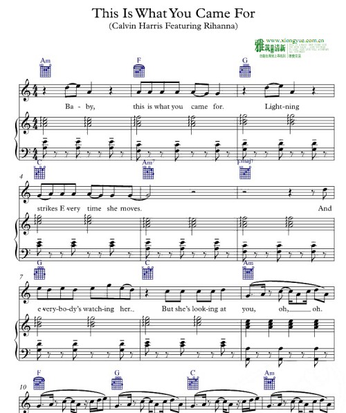 This Is What You Came For钢琴伴奏谱