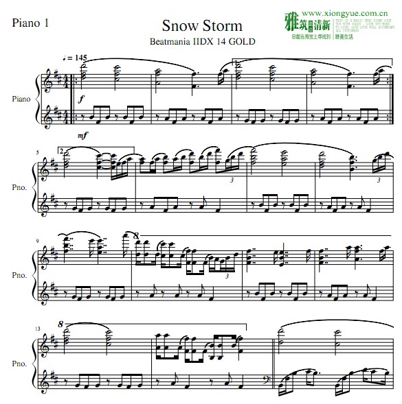 Beatmania IIDX 14- Snow Storm钢琴二重奏谱