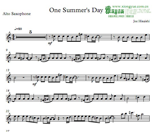 千与千寻 One Summer's Day萨克斯谱