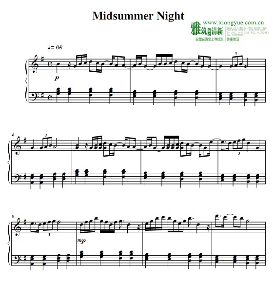 Brian Crain - Midsummer Night钢琴谱