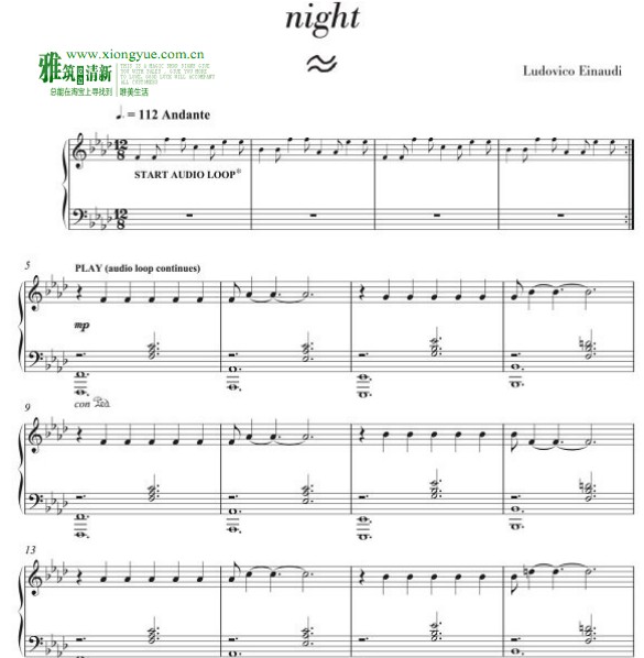 Ludovico Einaudi - Night 钢琴谱