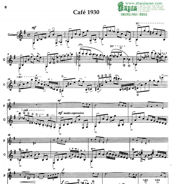 皮亚佐拉探戈的历史 Cafe 1930 长笛吉他二重奏谱