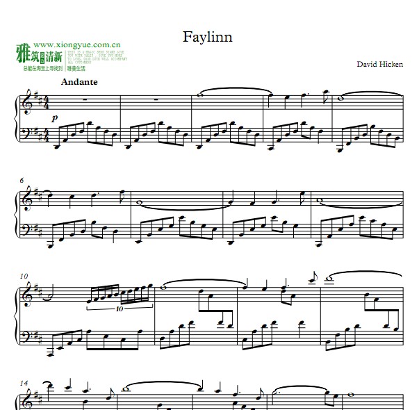 David Hicken - faylinn钢琴谱
