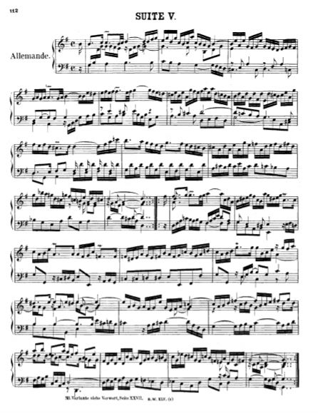巴赫法国组曲第五组曲 bwv 816全套钢琴谱