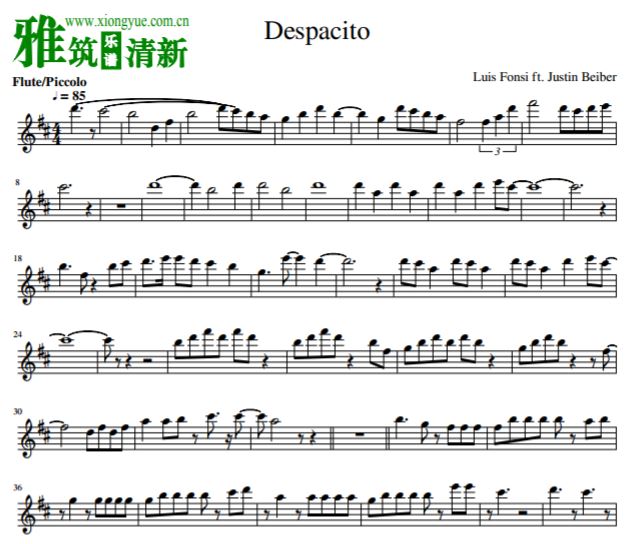 Despacito短笛谱(长笛谱 )