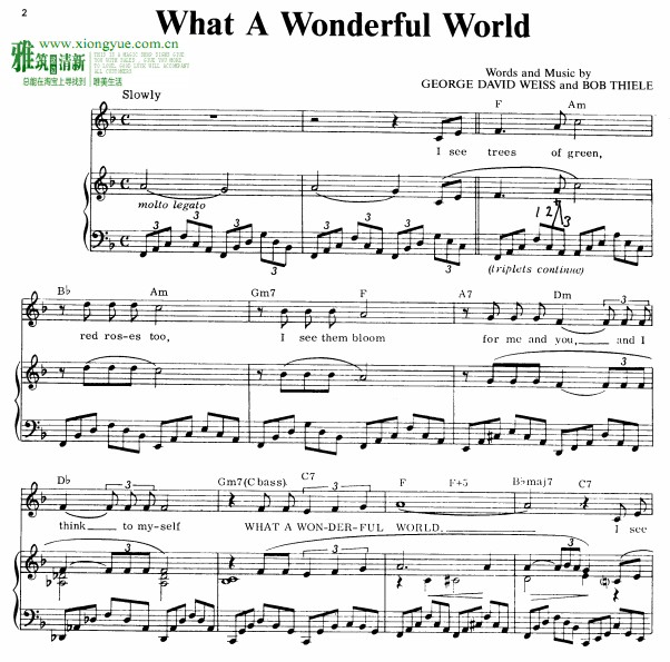 What a wonderful world钢琴谱