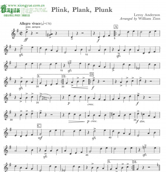 Plink, Plank, Plunk弦乐五重奏