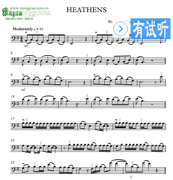 Twenty One Pilots - Heathens大提琴谱