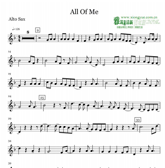 All Of Me萨克斯谱 (Alto Sax)