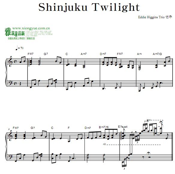 Eddie Higgins - Shinjuku Twilight 钢琴谱