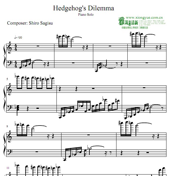 刺猬的烦恼爵士钢琴谱 Hedgehog's Dilemma