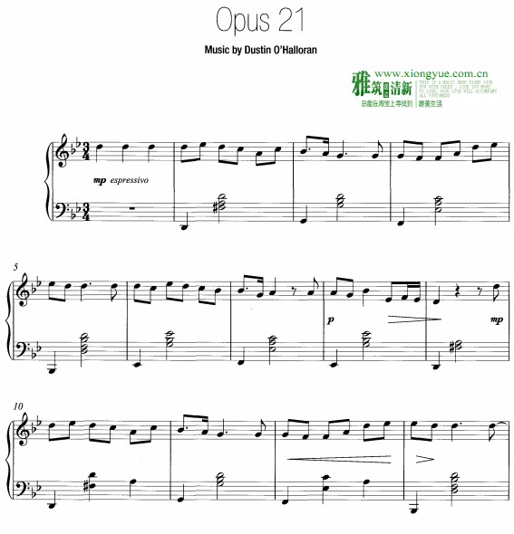 Dustin O'Halloran - Opus 21钢琴谱