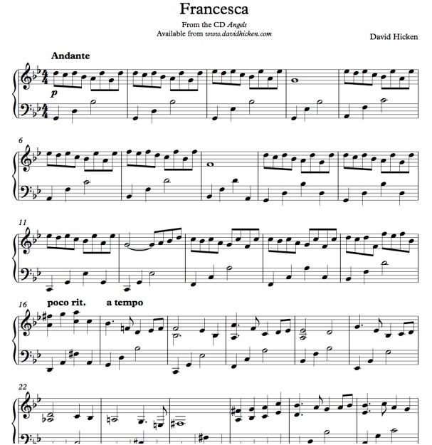 David Hicken - Francesca钢琴谱