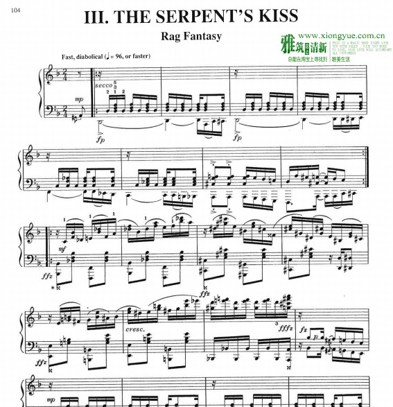 William Bolcom - the serpent's kiss钢琴谱