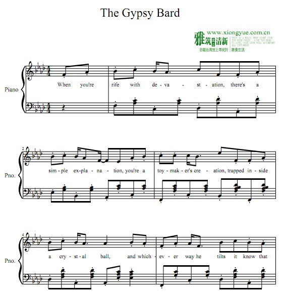 The Gypsy Bard钢琴谱